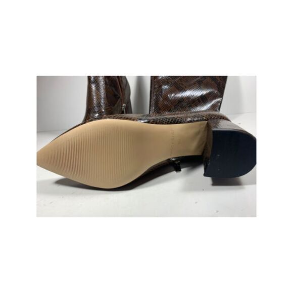 MARC FISHER Womens Brown Snake Print Retie Pointed Toe Block Heel Boots 7.5 M - Picture 4 of 4